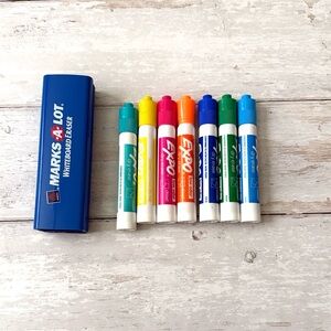 Expo White Board Dry Erase Markers Low Odor & Eraser Pack 8 Piece Set NEW